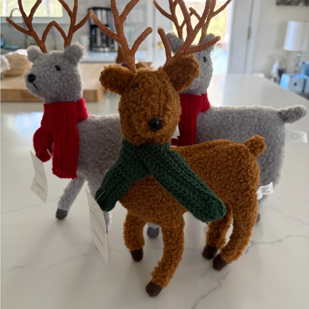 Fabric reindeer figurines from the Wondershop brand. Set of 3. Brand new